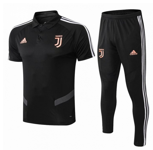 Juventus 2019/20 Black Polo Shirts + Pants Suit